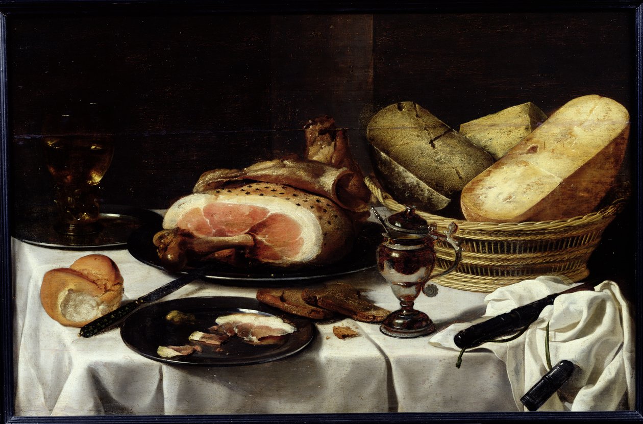 Natura morta con prosciutto da Pieter Claesz