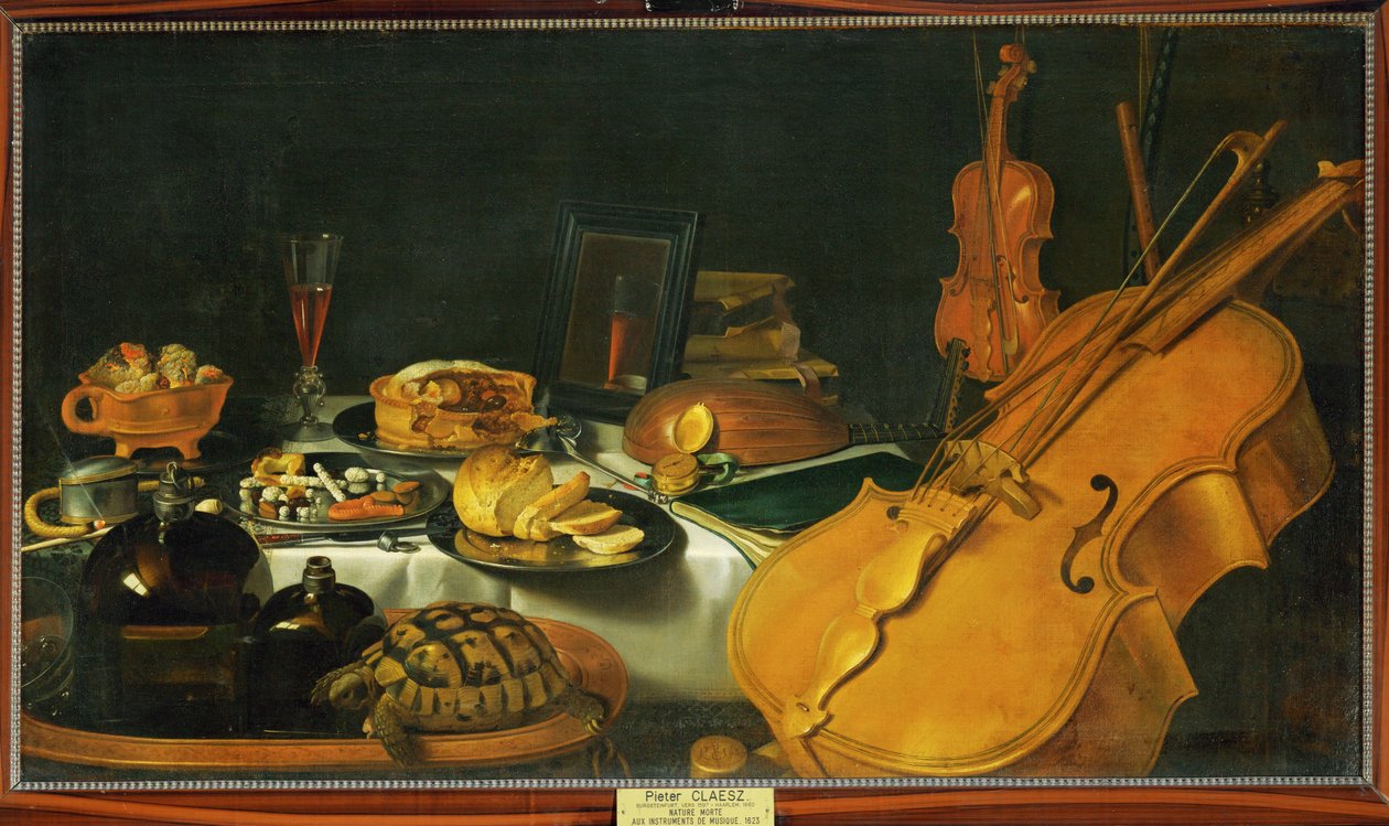 Natura morta con strumenti musicali da Pieter Claesz