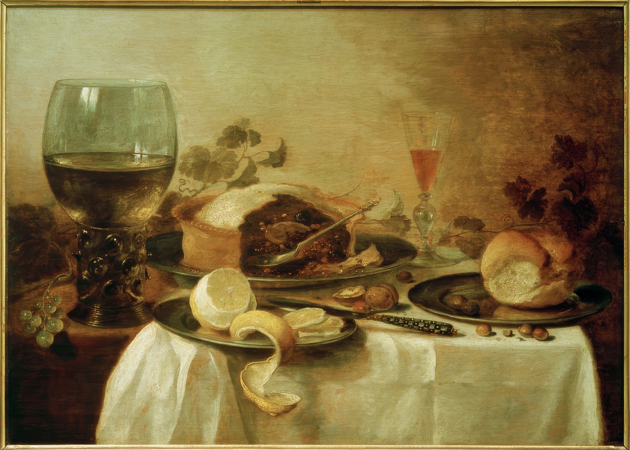 Natura morta con pasticcio da Pieter Claesz