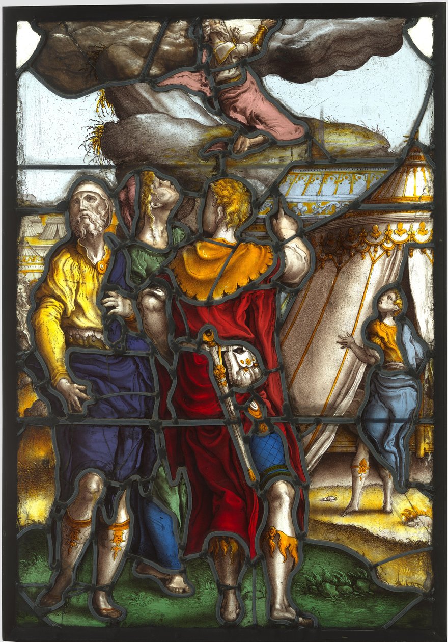 Vetrata con rappresentazione di Mosè sul Monte Sinai da Pieter Coecke van Aelst (I) (circle of)