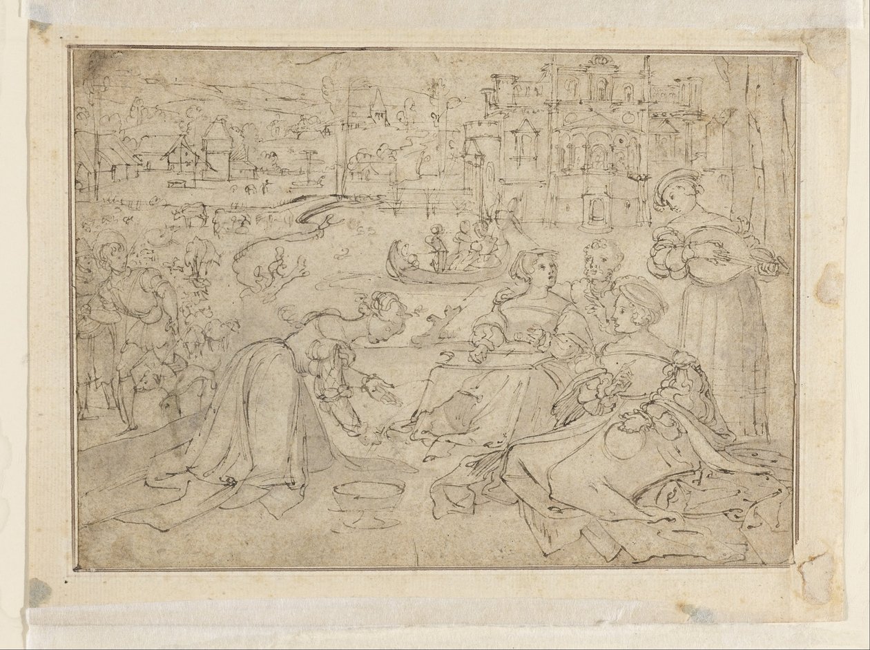 Recto- Il mese di aprile (Figure in un parco vicino a un castello); Verso- Gioventù da Le tre età dell