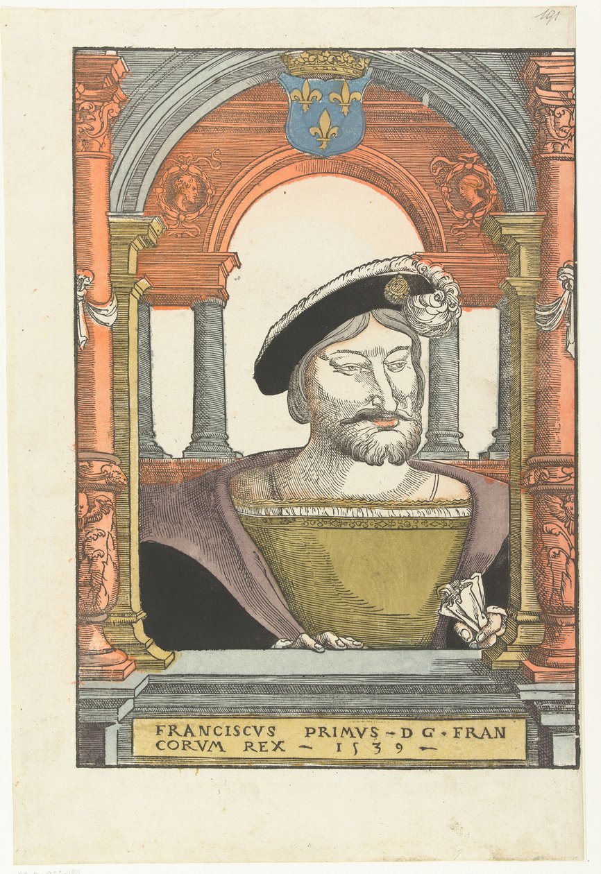 Ritratto di Francesco I 1494-1547, Re di Francia, Duca di Bretagna, Conte di Provenza, 1539 da Pieter Coecke van Aelst