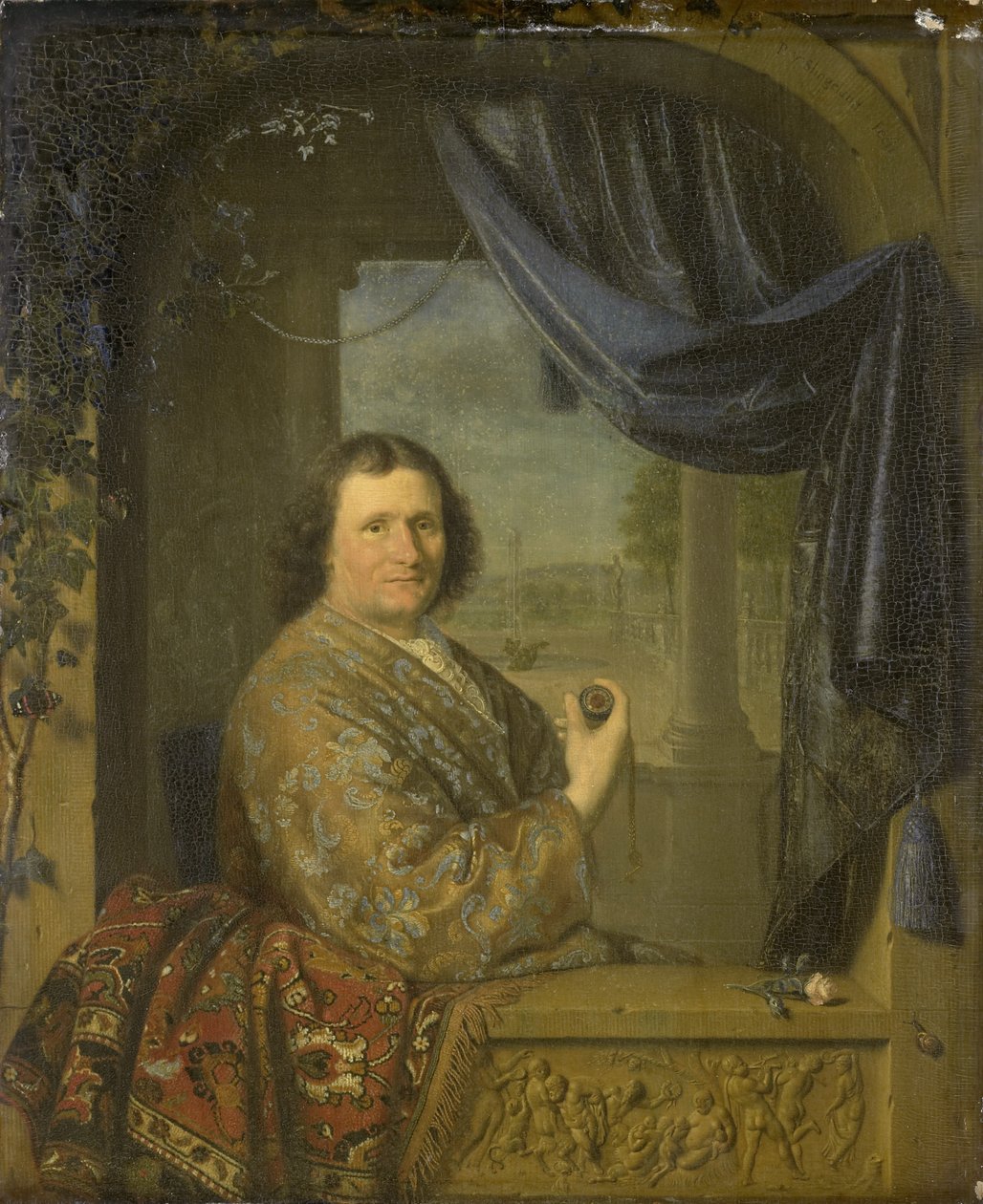 Ritratto di un uomo con un orologio, 1688 da Pieter Cornelisz Slingelandt van