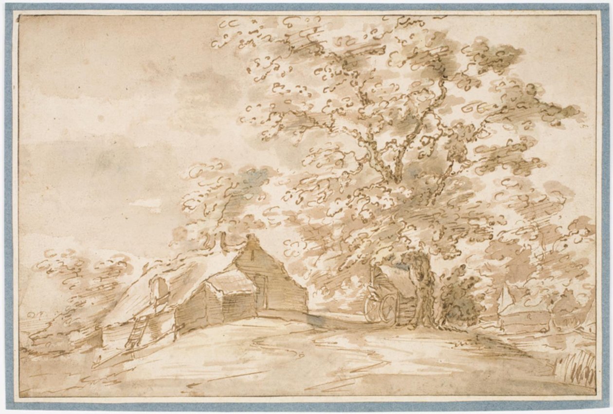 Paesaggio con una grande quercia accanto a capanne contadine da Pieter Dircksz van Santvoort