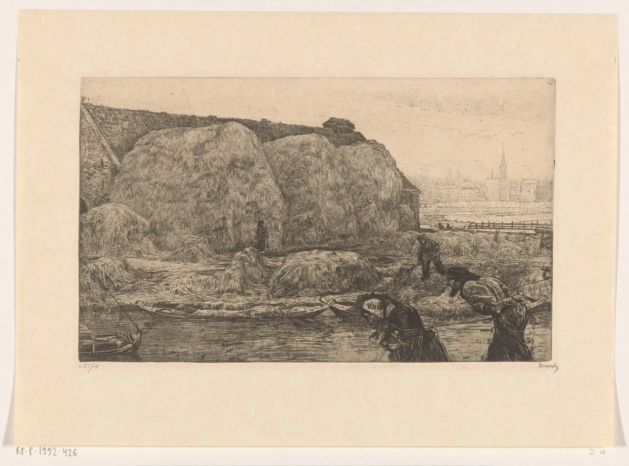 Fattoria con covoni di fieno sul Jaagpad ad Amsterdam da Pieter Dupont (signed by artist)