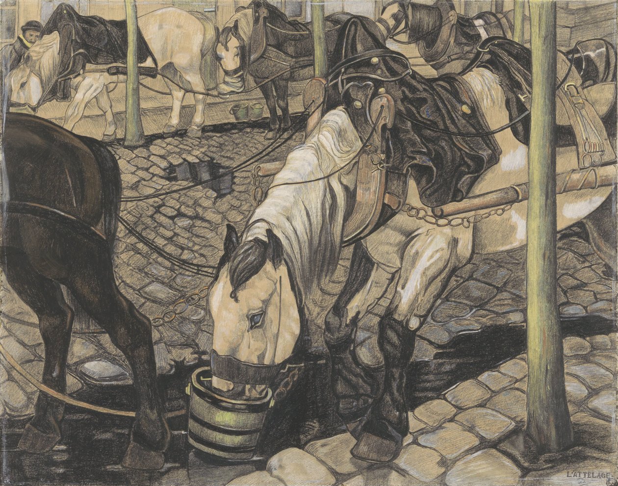 Cavalli che vengono nutriti da Pieter Dupont (signed by artist)