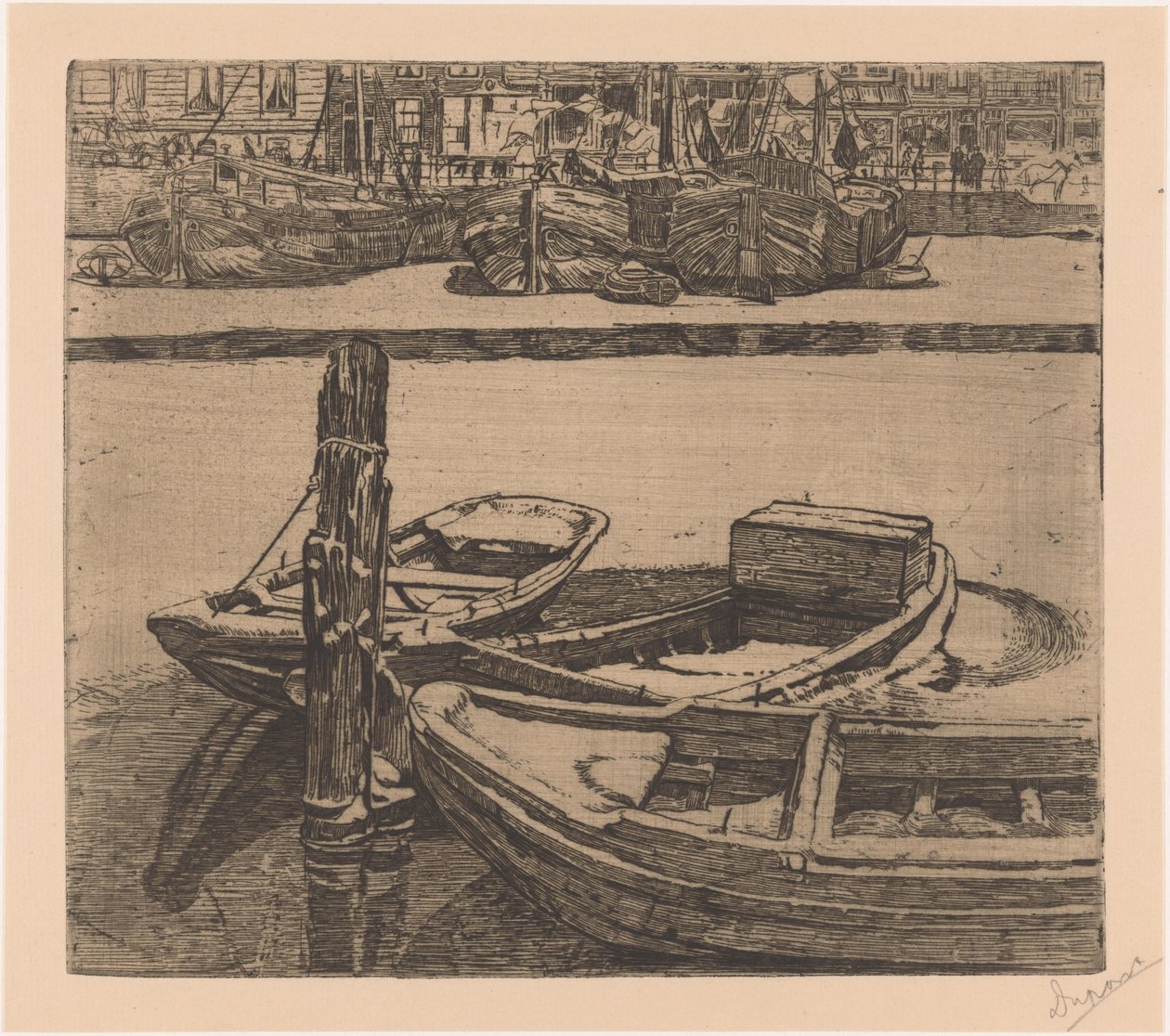 Navi nel Damrak ad Amsterdam da Pieter Dupont (signed by artist)