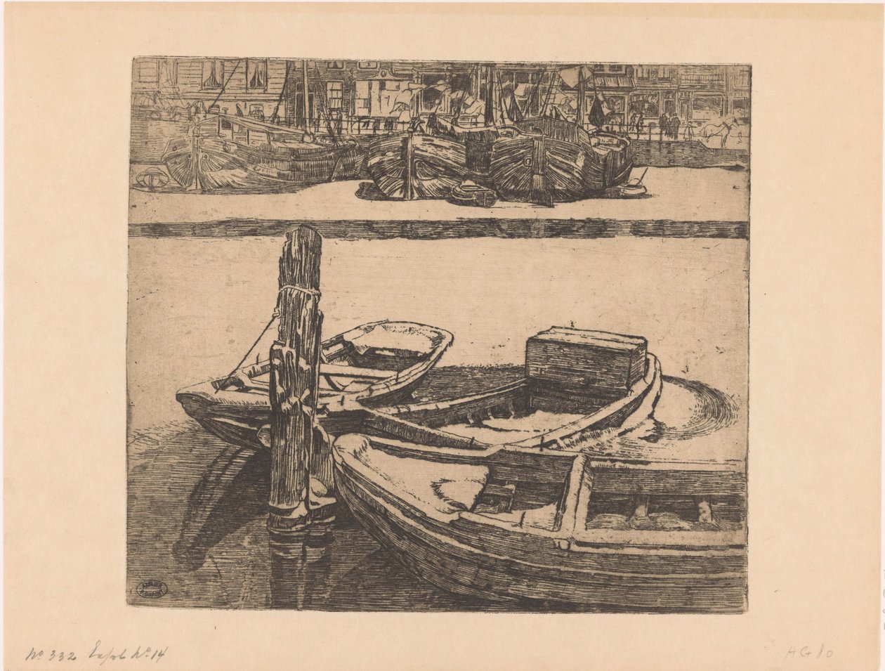 Navi nel Damrak ad Amsterdam da Pieter Dupont (signed by artist)