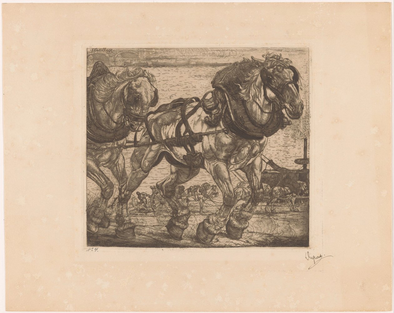 Cavalli da tiro sulla Senna a Parigi da Pieter Dupont (signed by artist)