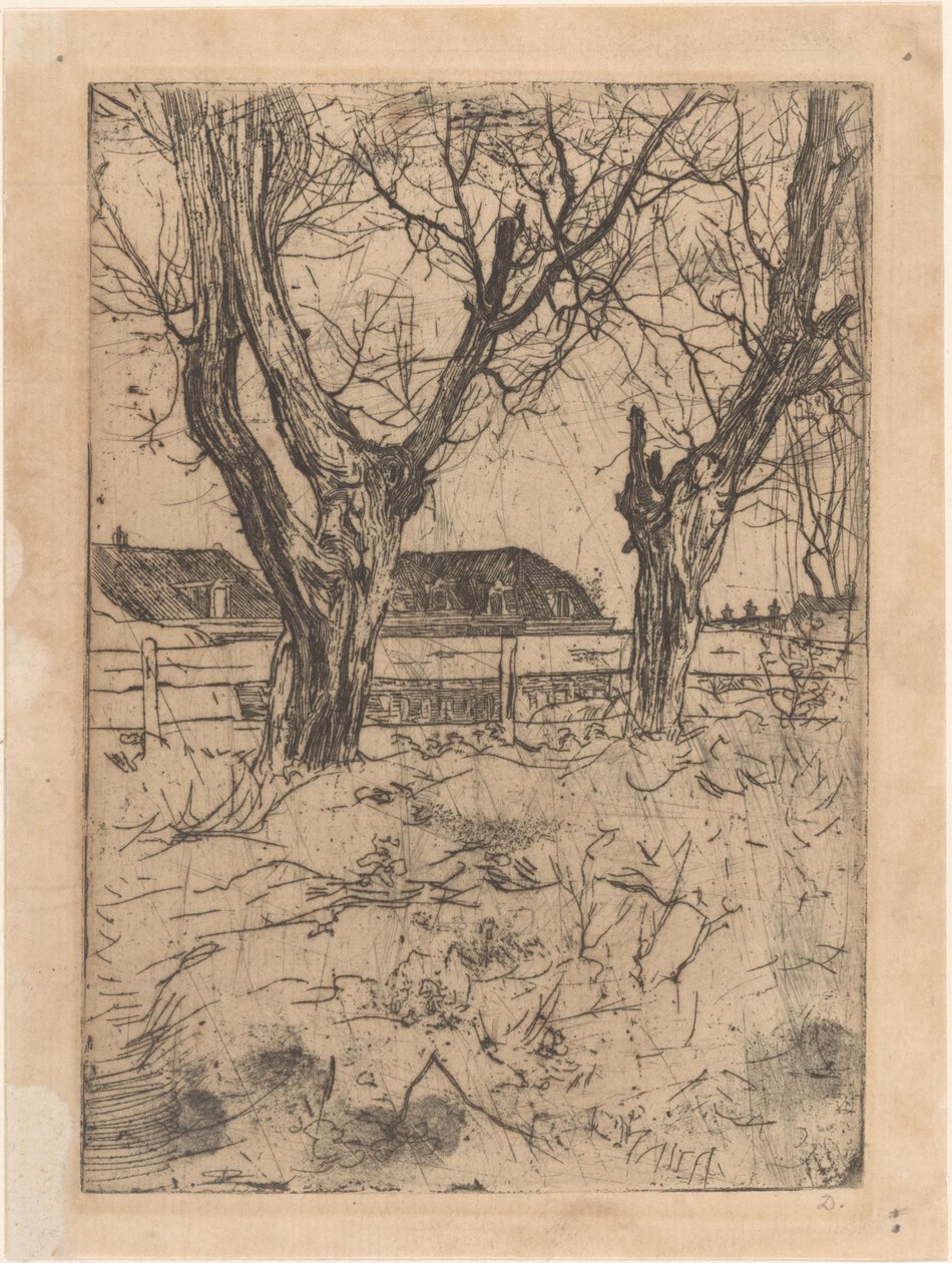 Due salici davanti a una recinzione da Pieter Dupont (signed by artist)