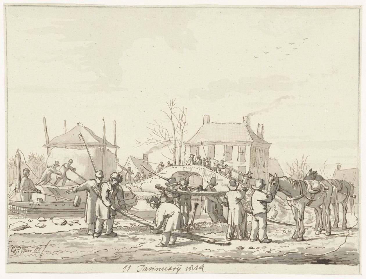 Karnemelksloot a Naarden, 11 gennaio 1814 da Pieter Gerardus van Os (signed by artist)