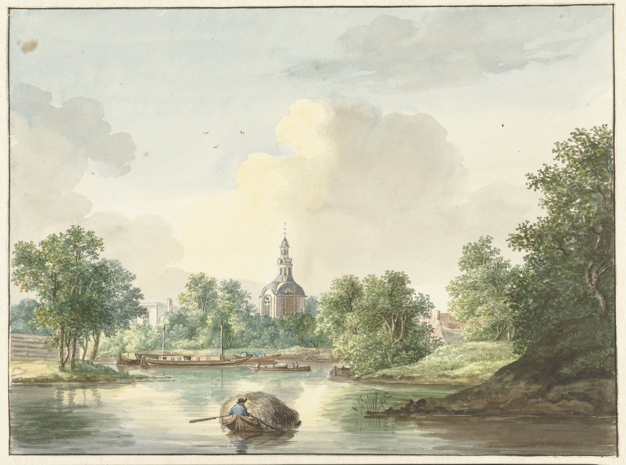 La Porta Hogerwoerd a Leida vista dal Singel da Pieter Gerardus van Os