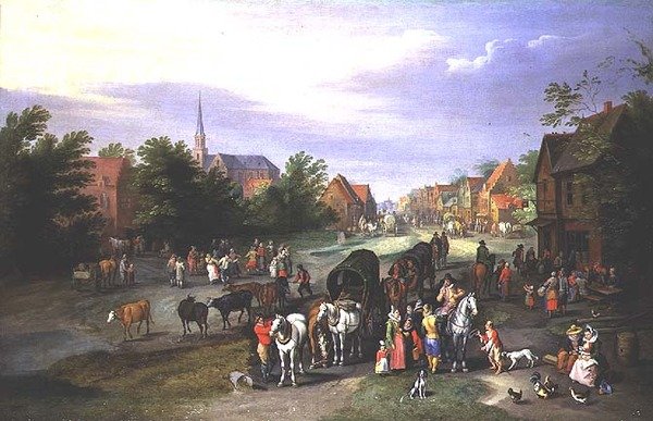 Viaggiatori che riposano in un villaggio da Peeter Gijsels
