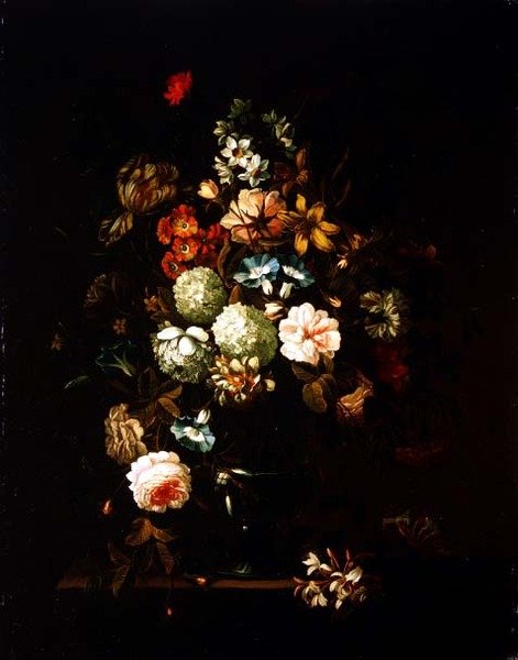 Natura morta con fiori in un vaso di vetro da Pieter Hardime
