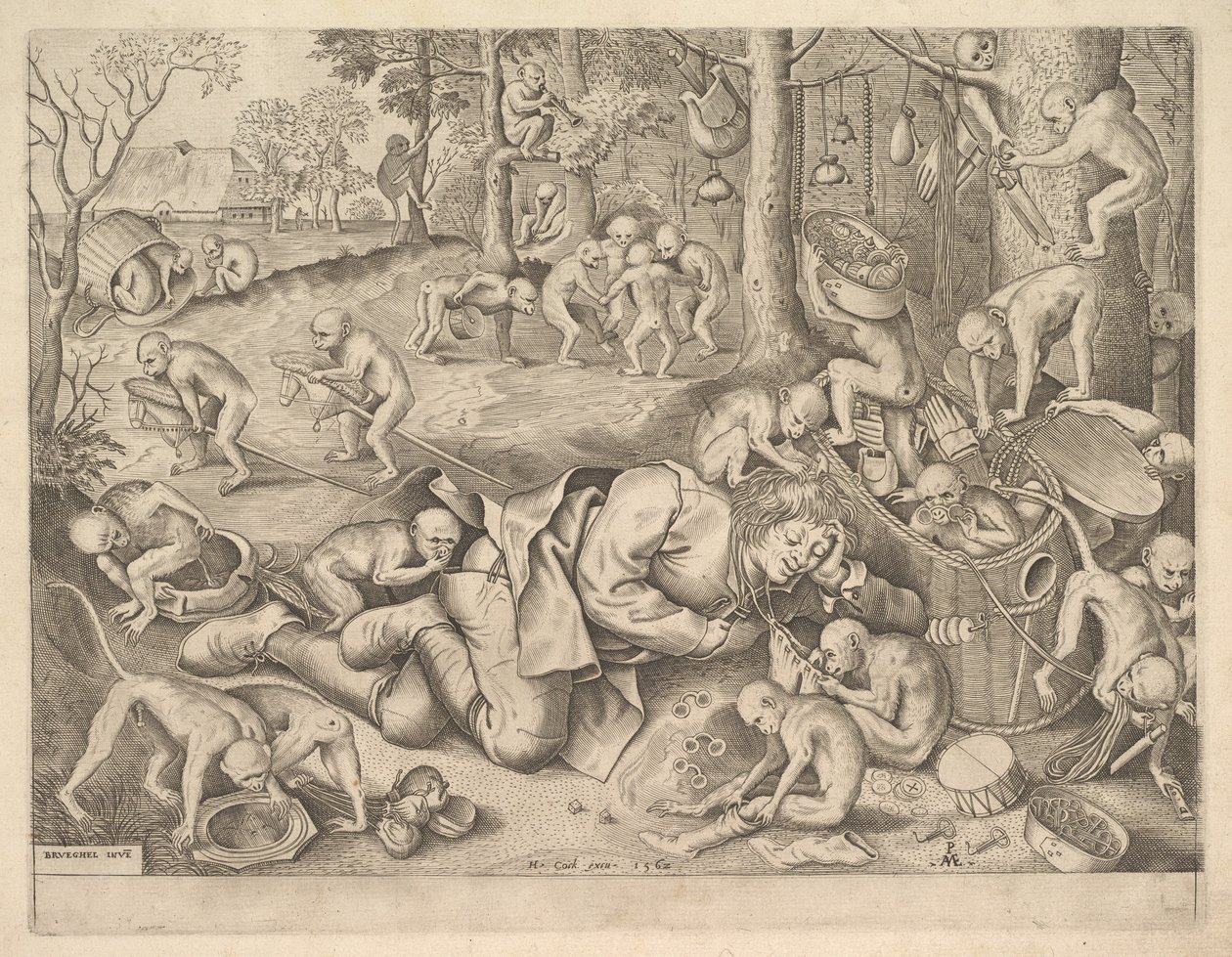 Il mercante derubato dalle scimmie, 1562 da Pieter Heyden van der