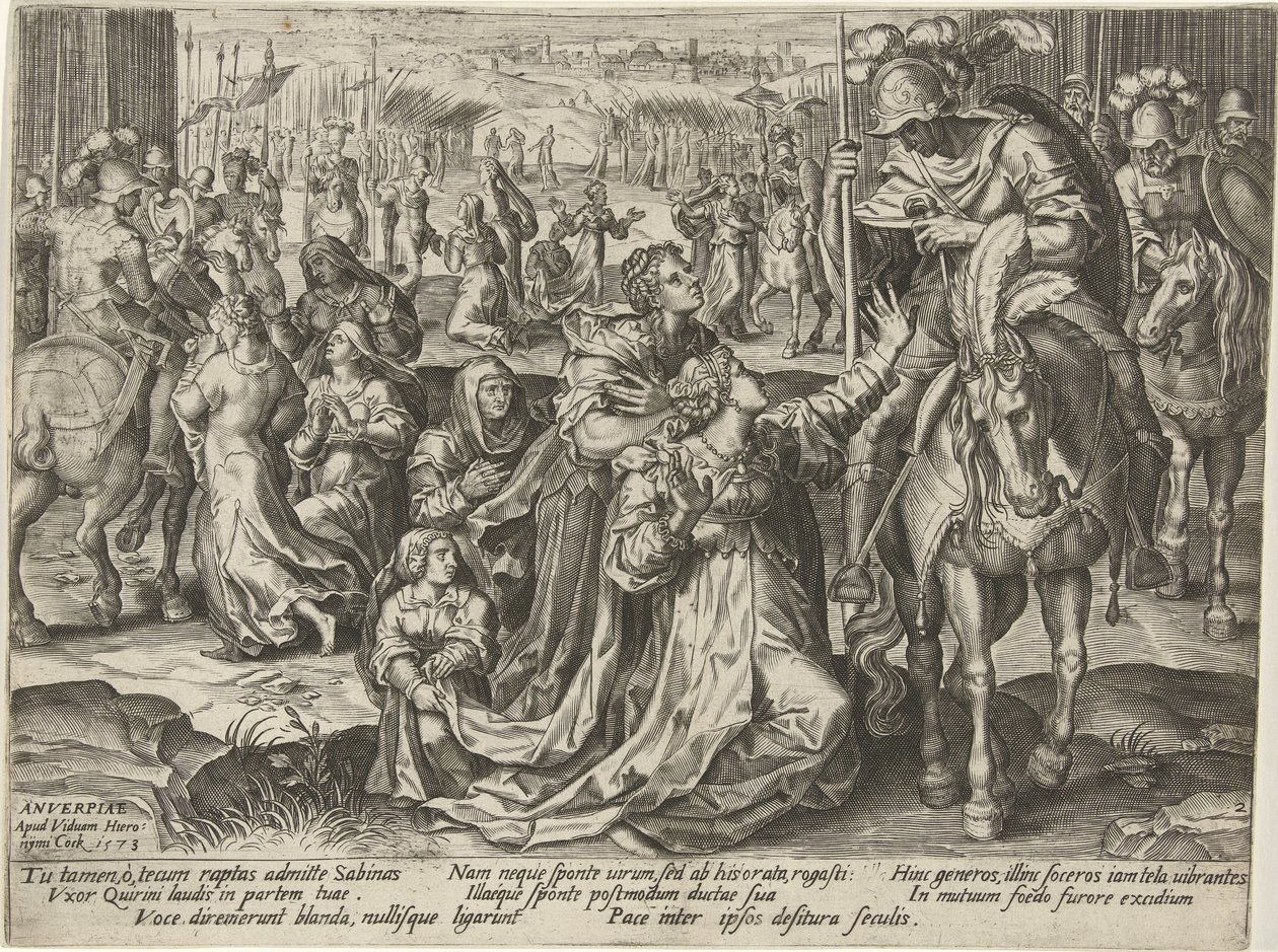 Riconciliazione tra Sabini e Romani da Pieter Jalhea Furnius