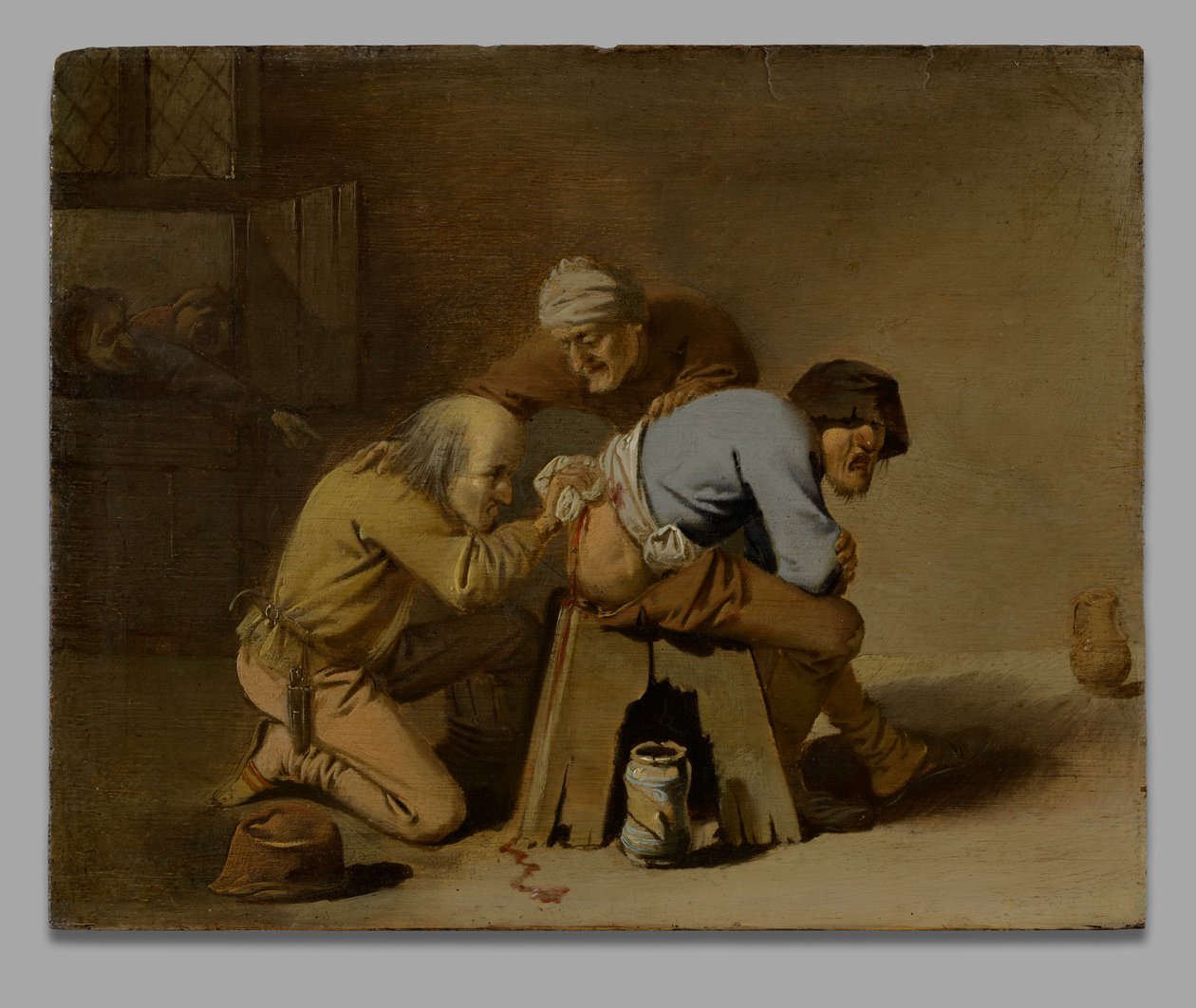 Un ciarlatano al lavoro in un fienile da Pieter Jansz. Quast