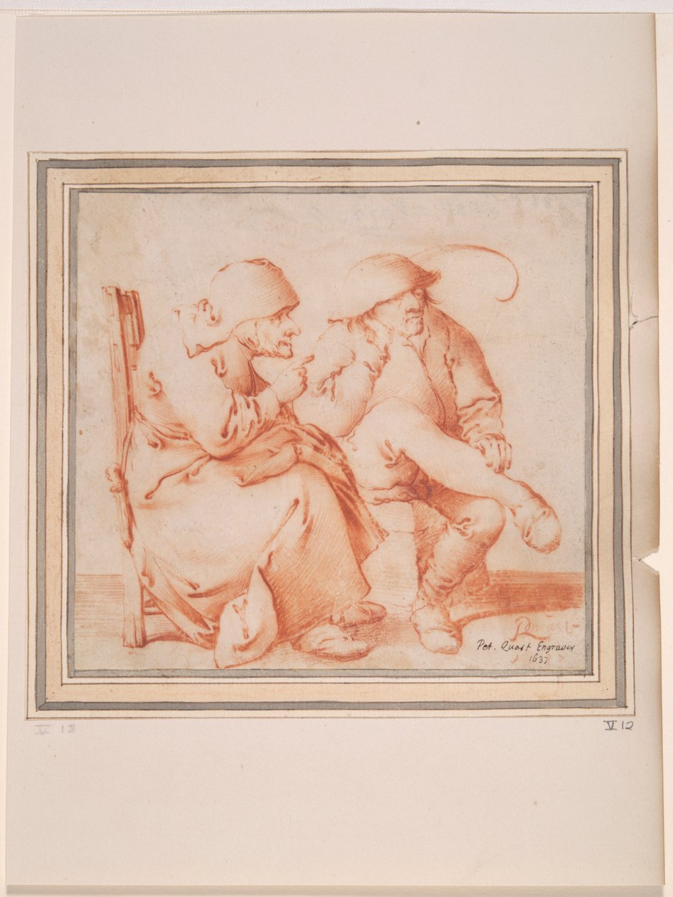 Vecchia coppia di contadini seduti da Pieter Jansz. Quast