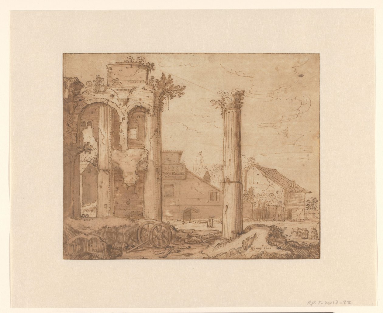 Il Foro di Nerva a Roma, visto dal Tempio di Minerva da Pieter Lastman