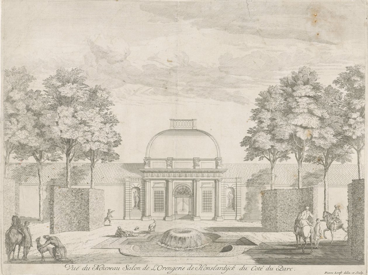 Orangerie di Honselersdijk, vista dal parco da Pieter Loofs