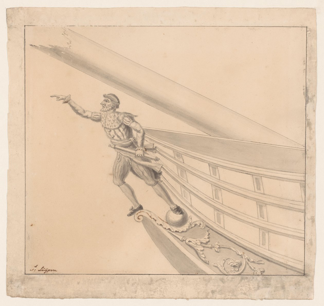 Polena di un uomo con un binocolo da Pieter Luypen (signed by artist)