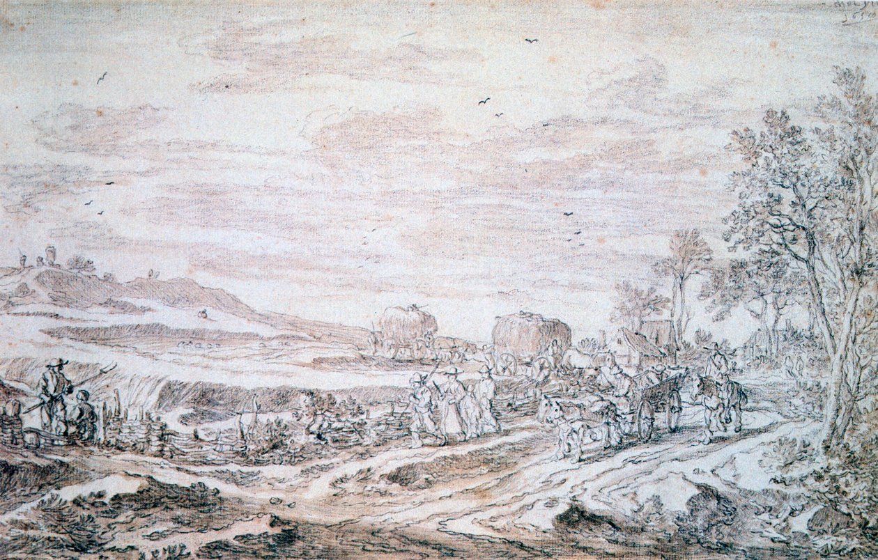 Paesaggio con mietitori, c1615-1661 da Pieter Molijn
