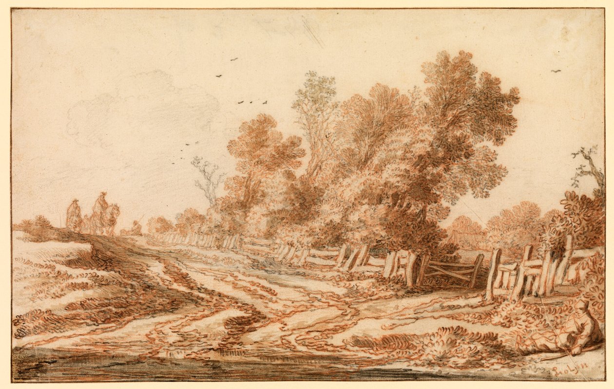 Paesaggio con viaggiatori su una strada, 1653 - 1657 da Pieter Molijn