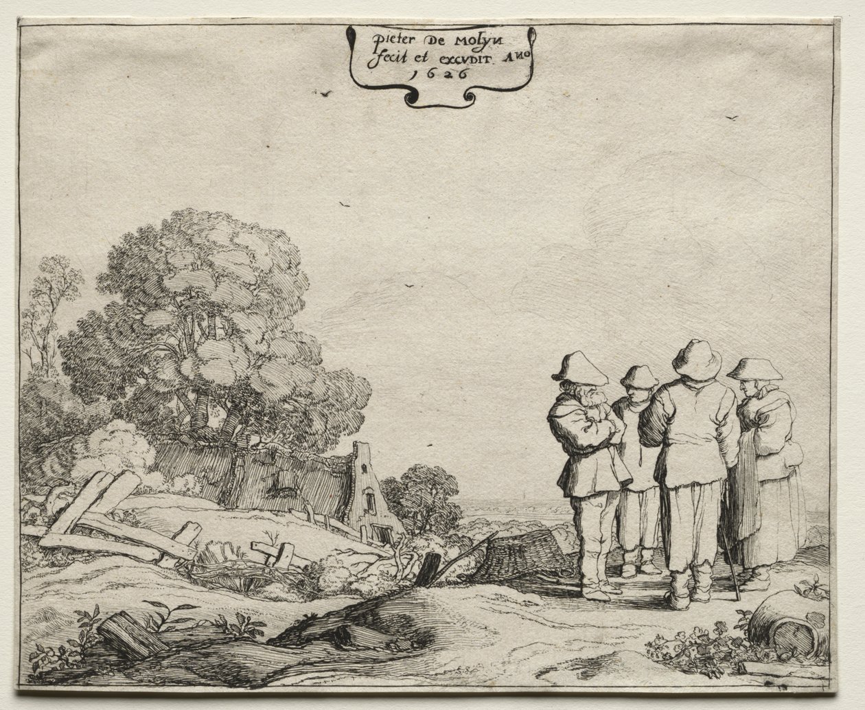 Paesaggio con quattro contadini che conversano da Pieter Molyn