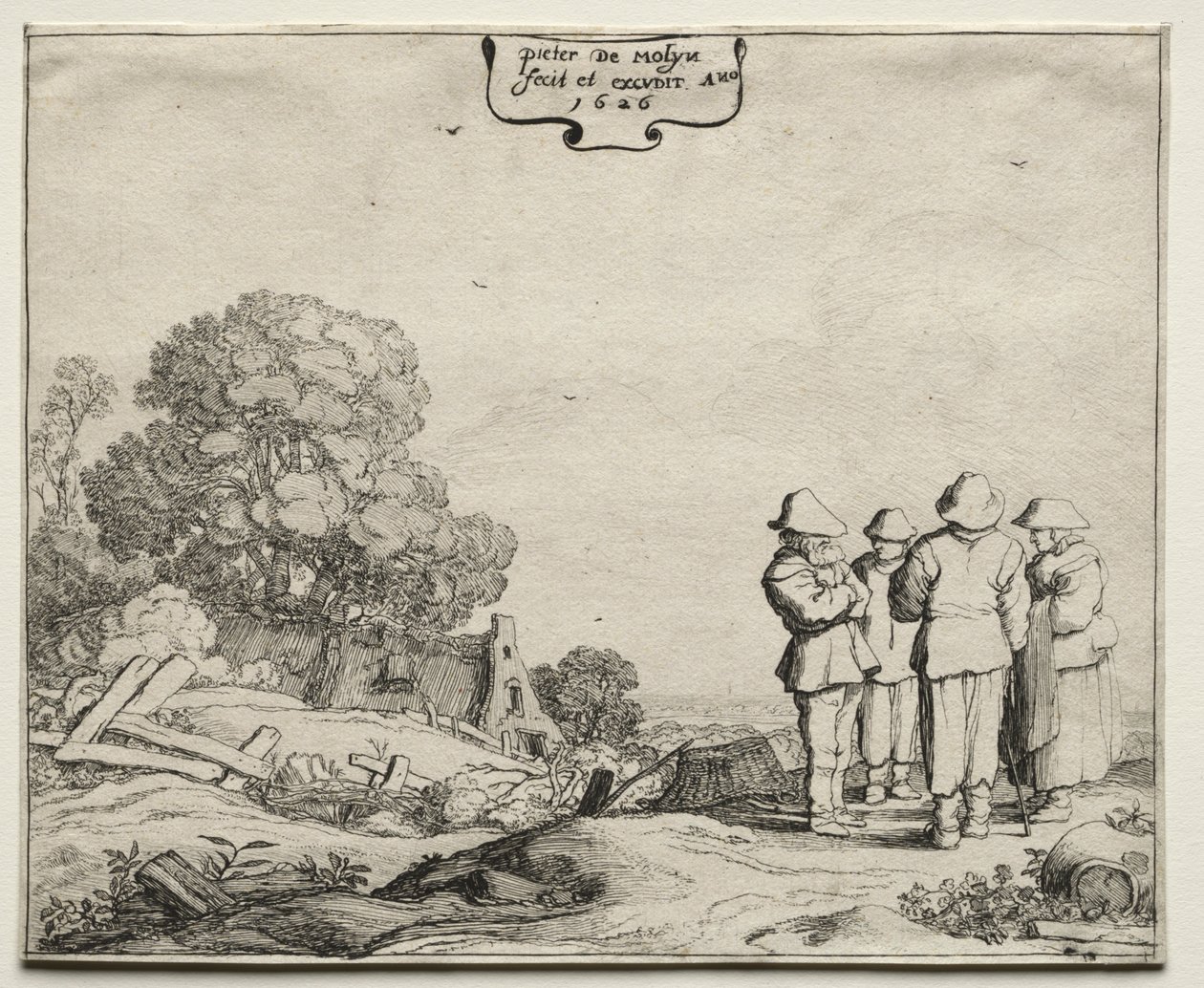 Paesaggio con quattro contadini che conversano, 1626 da Pieter Molyn