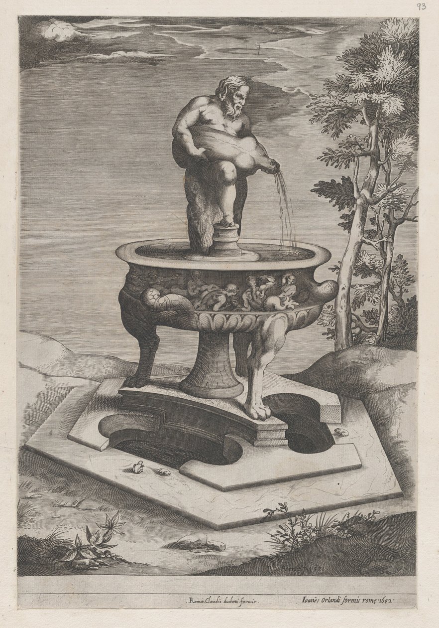 Speculum Romanae Magnificentiae: Una fontana e una vasca da Pieter Perret