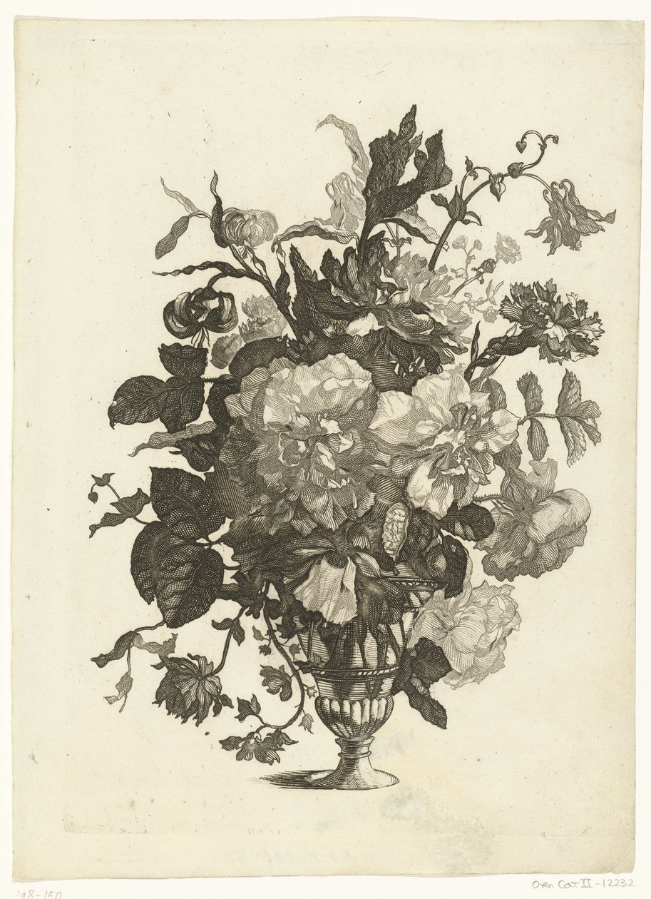 Vaso di vetro con fiori (Vasi con mazzi di fiori) da Pieter Schenk (I)