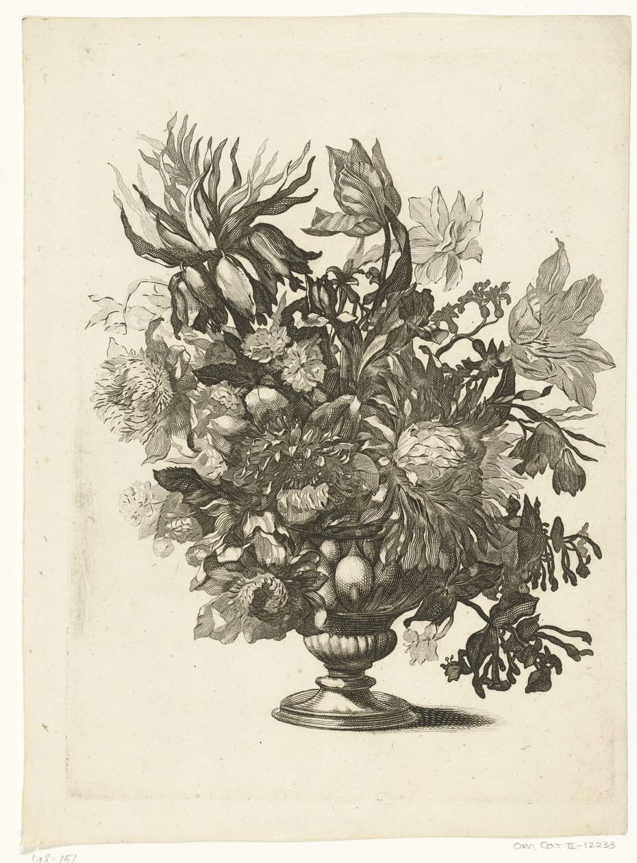 Vaso di vetro con fiori da Pieter Schenk (I)