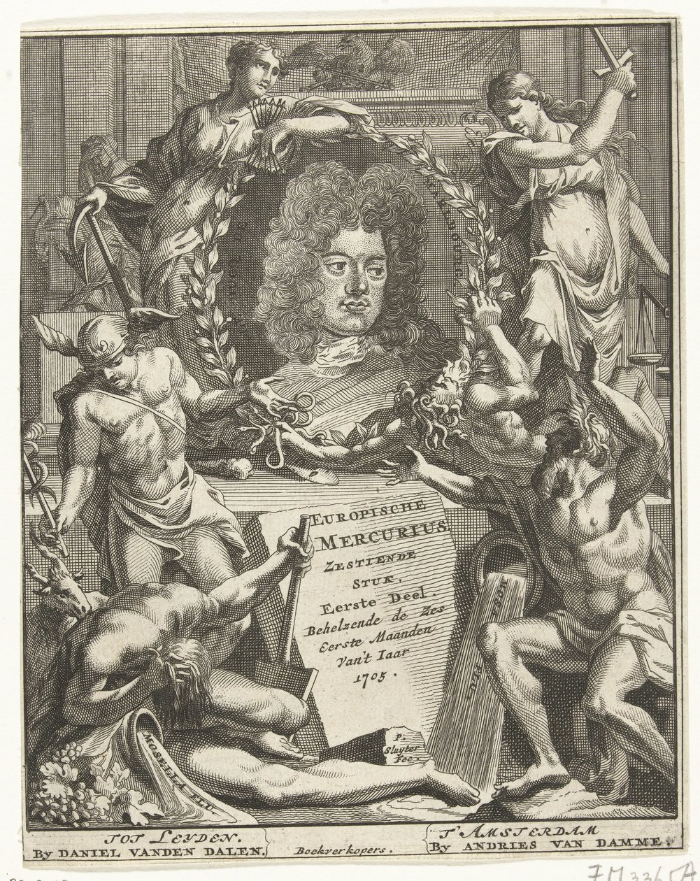 Pagina del titolo del Mercurio Europeo, 1705 da Pieter Sluyter