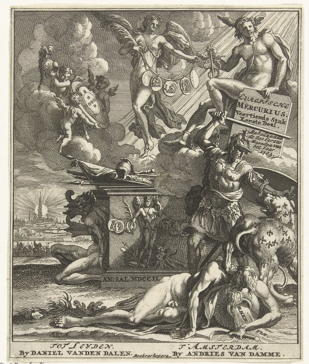 Pagina del titolo per: Europische Mercurius Veertiende Stuk Eerste Deel, 1703 da Pieter Sluyter