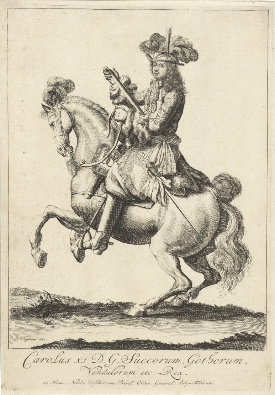 Ritratto equestre del re Carlo XI di Svezia da Pieter Stevens (vermeld in 1689)