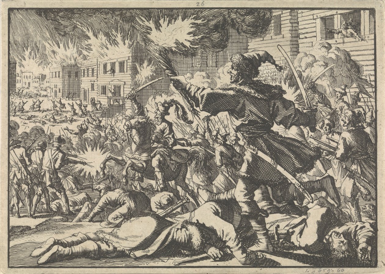 Combattimenti nelle strade di Mosca tra russi e polacchi nel 1611 da Pieter Van der Aa