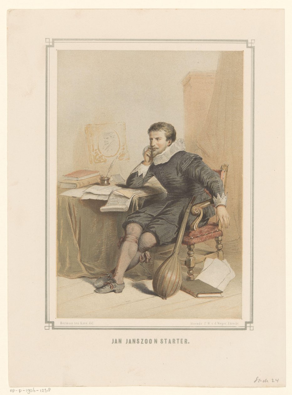 Jan Janszoon Starter al suo tavolo da scrittura da Pieter Wilhelmus van de Weijer