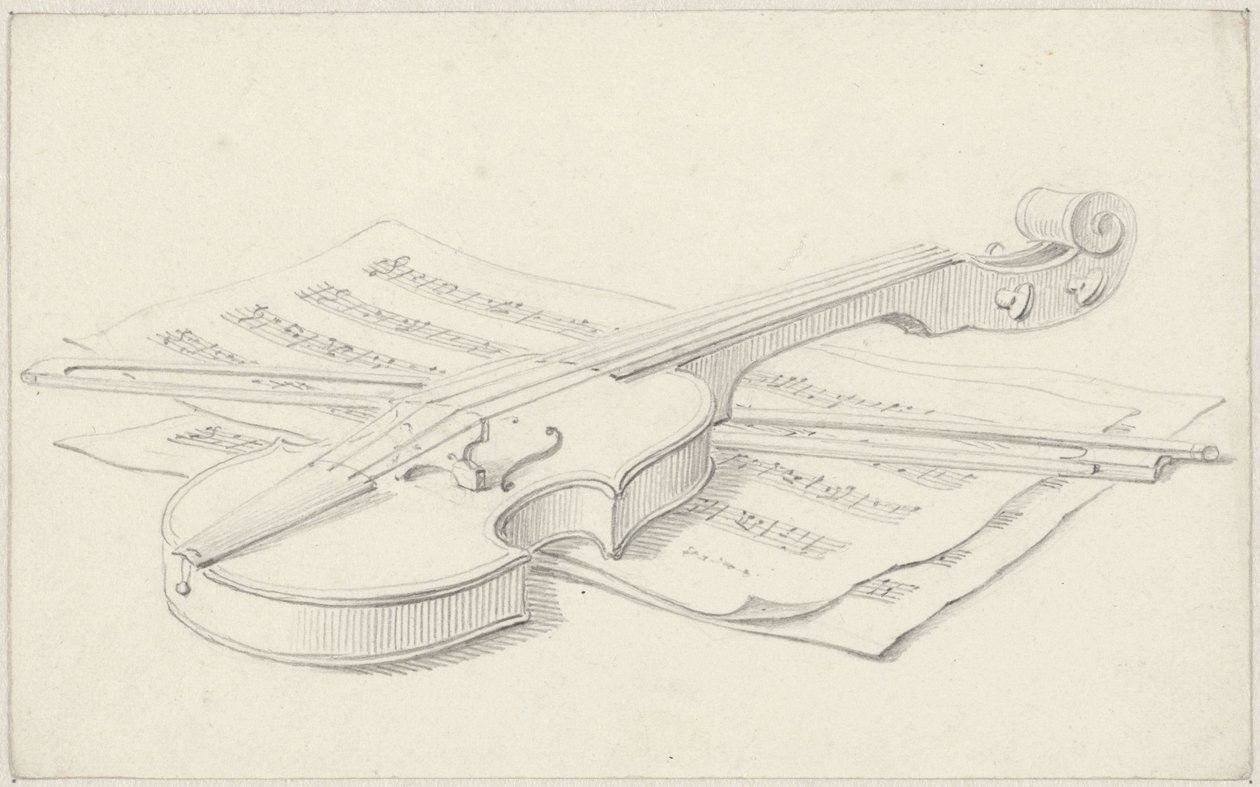 Natura morta con violino, arco e spartito da Pieter de Goeje