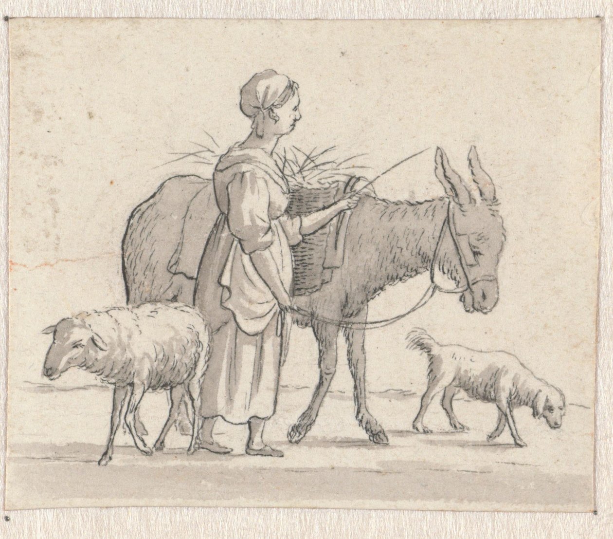 Donna con asino, pecora e cane da Pieter de Goeje