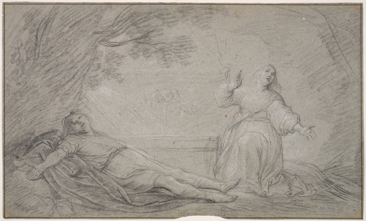 Danese: scena mitologica che raffigura una donna in lutto per la morte di un giovane. da Pieter de Grebber
