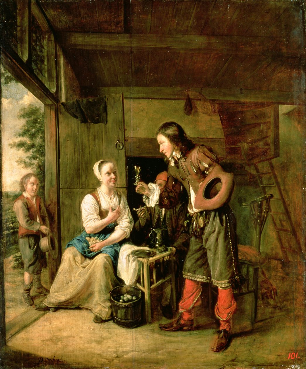 Guerriero e servitore, 1653 da Pieter de Hooch
