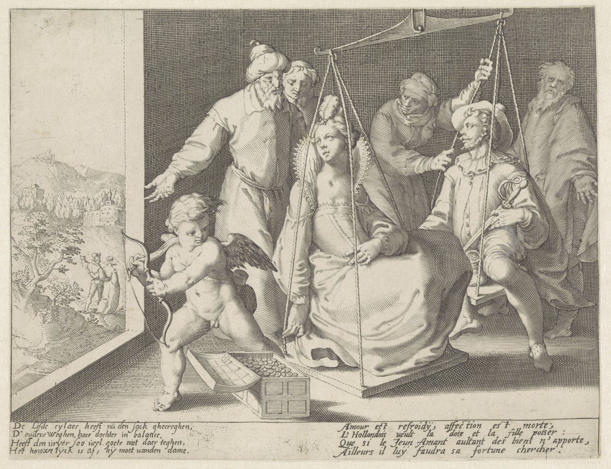 La bilancia matrimoniale da Pieter de Jode (I) (attributed to)