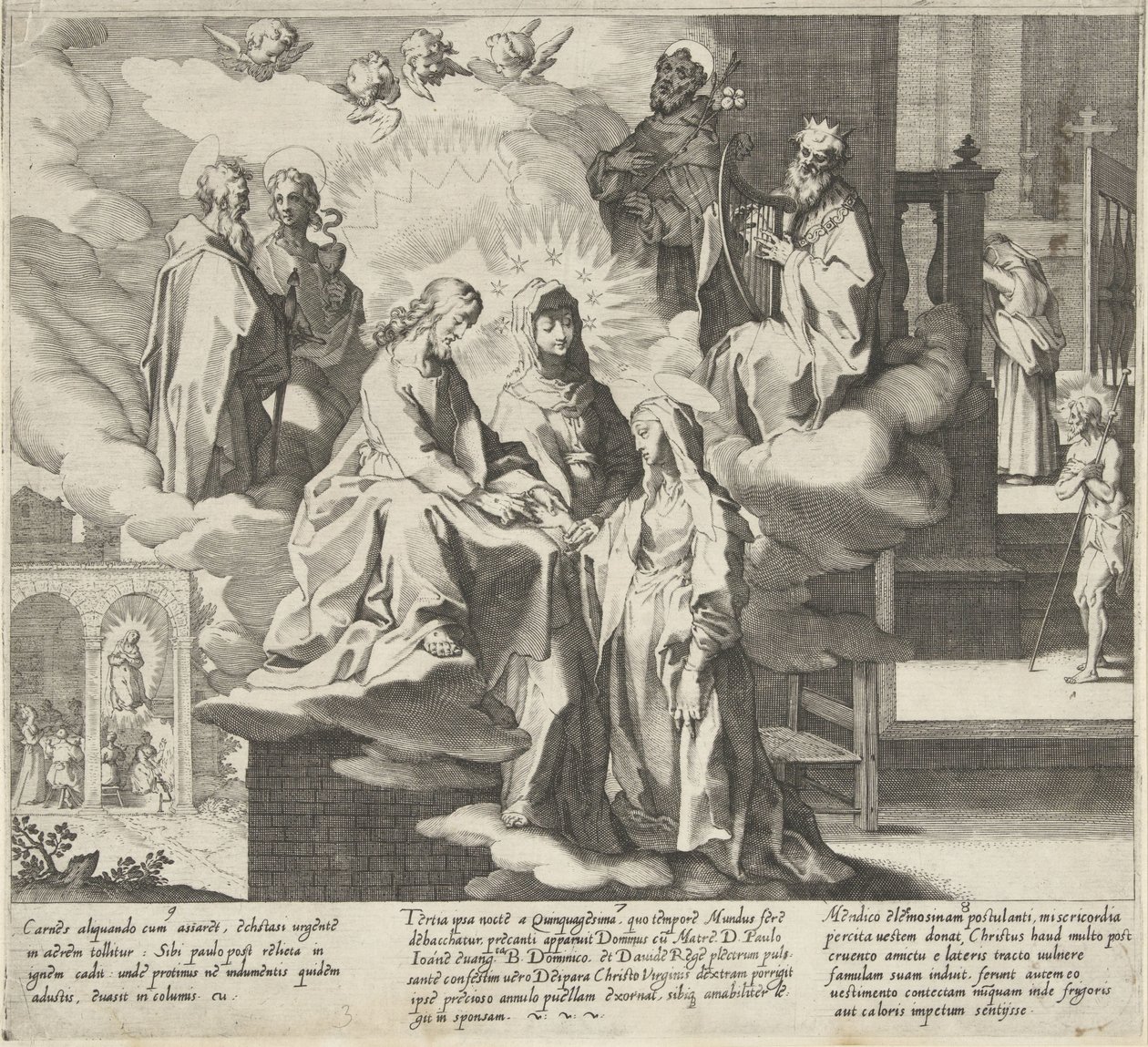 Caterina appare / Matrimonio di Caterina / Caterina condivide il suo mantello da Pieter de Jode (I)