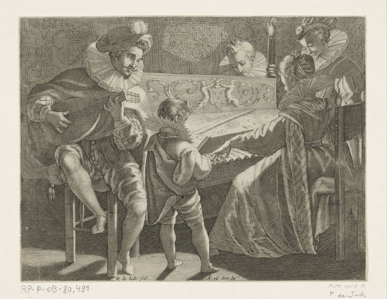 Compagnia musicale alla luce della torcia, ca. 1600 da Pieter de Jode (I)