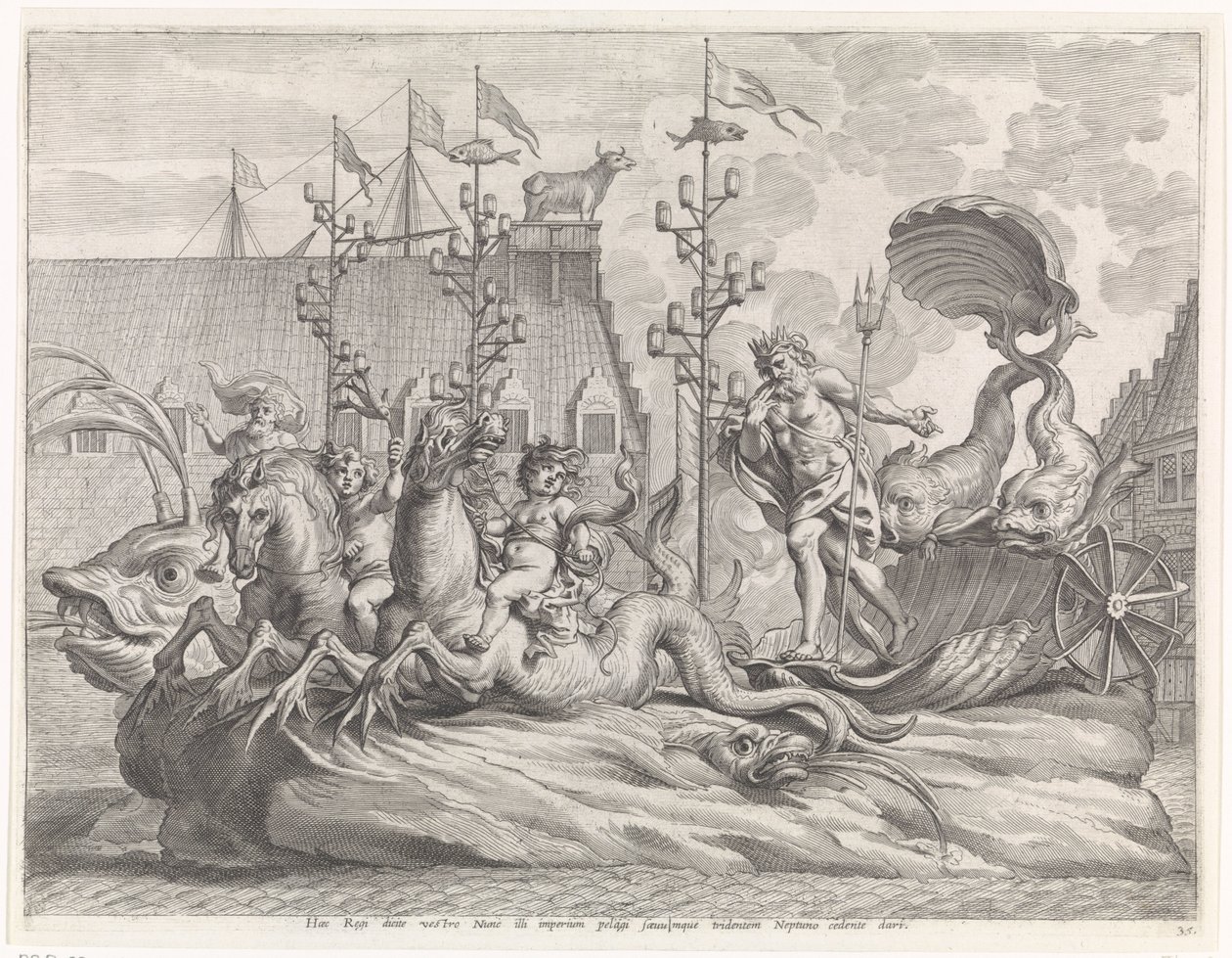 Spettacolo con il carro di Nettuno da Pieter de Jode (II)
