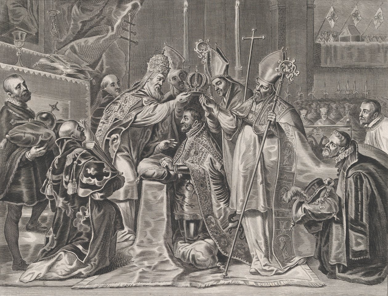 Piatto 24: Carlo V incoronato imperatore dal Papa, da 
