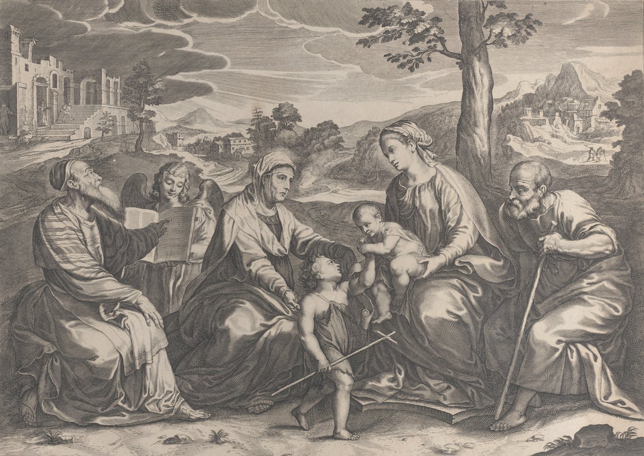 La Sacra Famiglia con il bambino San Giovanni Battista, Elisabetta, Zaccaria da Pieter de Jode II