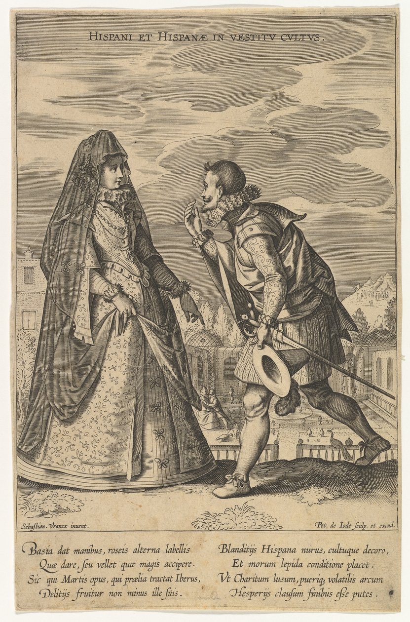 Hispani et Hispanae in Vestitu Cultus, da Fashions of Different Nations da Pieter de Jode I