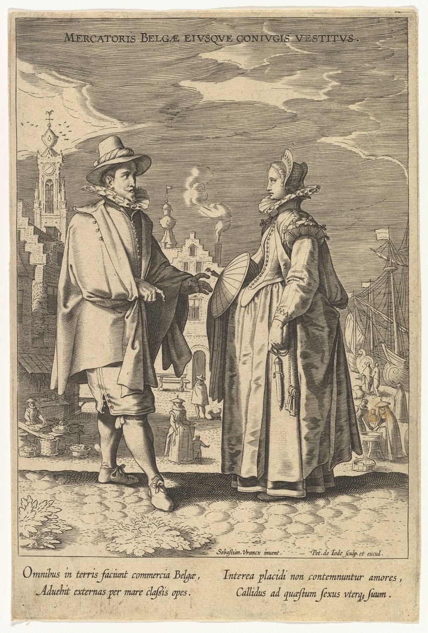 Vestiti di Mercatoris Belgae e Sua Moglie, da Fashions of Different Nations da Pieter de Jode I