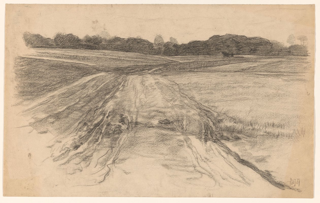 Strada di campagna attraverso il campo aperto da Pieter de Josselin
